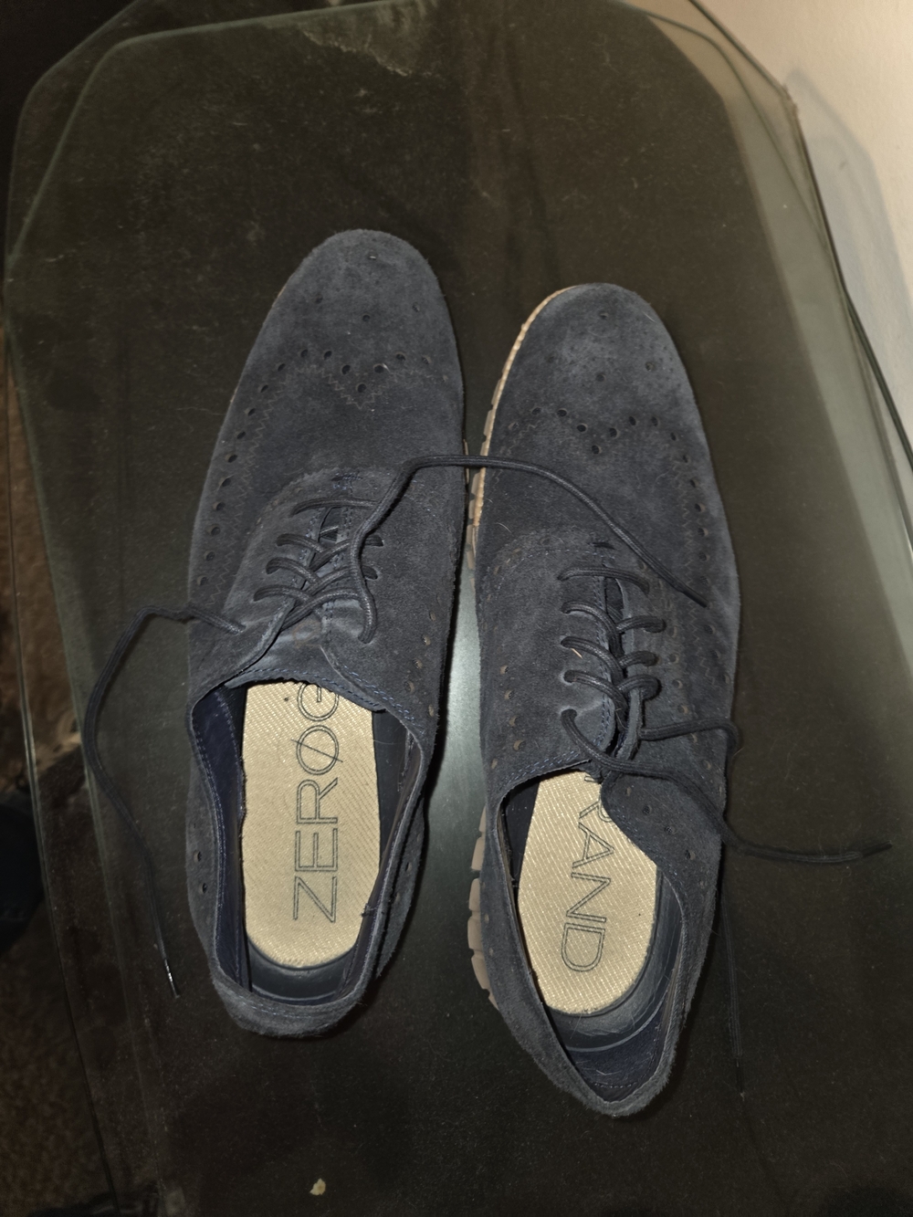 Cole Haan Navy Suede Oxford Lace-Up Shoes